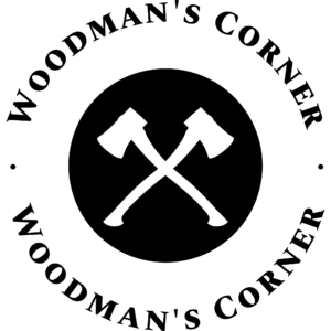 Woodman's Corner crossed ax logo